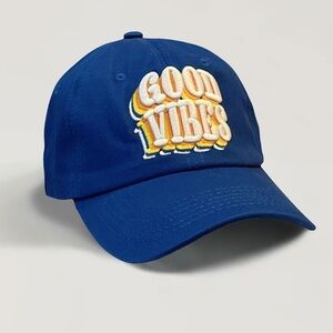 Blue Good vibes patch message adjustable fashion hat